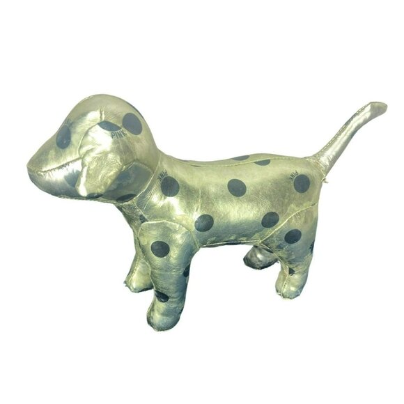 VICTORIAS SECRET PINK‎ DOG Spots Metallic Gold Polka Dots Black VS - Picture 1 of 7